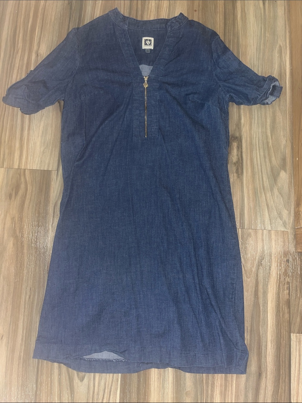 Anne Klein Denim Zip-Front Dress